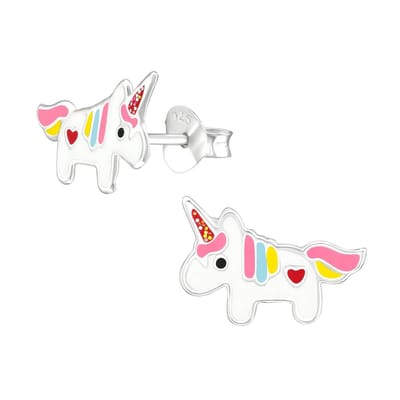 WeLoveSilver - kinderoorbellen zilver - eenhoorn met hartje