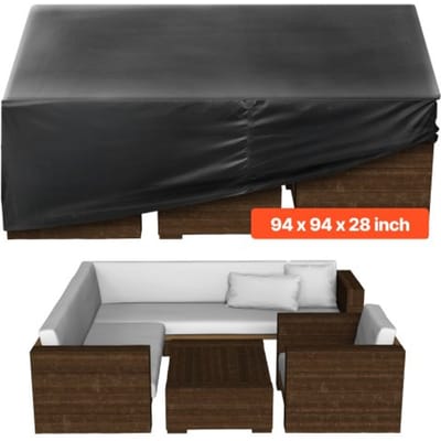 VEVOR Tuinmeubelhoes, 420D Oxford Stof, Waterdichte Vierkante Tuintafelhoezen met Ventilatie voor Alle Weersomstandigheden, Tuinmeubelhoes (239 x 239 x 71 cm)