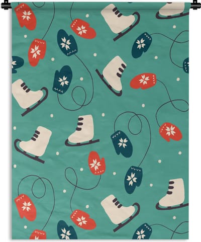 Wandkleed - Wanddoek - Schaatsen - Winter - Patronen - 90x120 cm - Wandtapijt