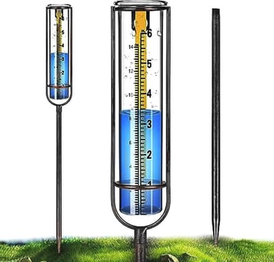 Regenmeter met 6 glazen en paal - Best beoordeelde perfecte regenmeter