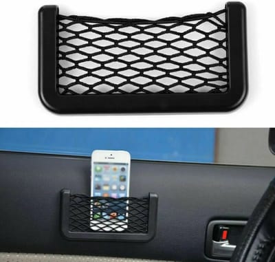 CHPN - Opbergnetje voor in de auto - Netje voor telefoon - Organizer voor in de auto - Zelfklevend - 2 stuks - 145/85MM - Zwart - Universeel