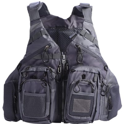 3 Couleurs Gilet de sauvetage multifonction pour adultes unisexe, Gilet de sauvetage avec poche Grey