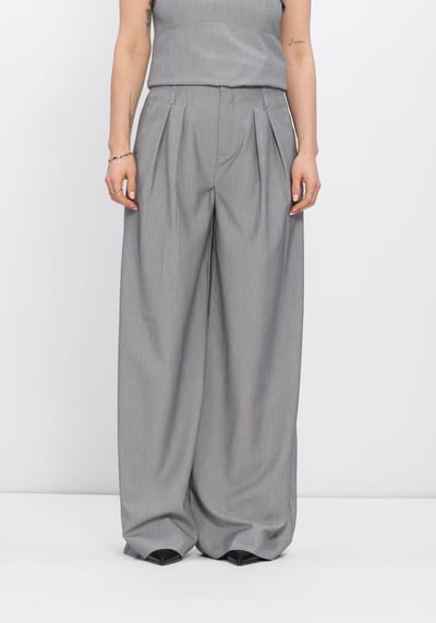 My Essential Wardrobe Mwhanna Luna High Wide Pant Broeken Dames - Lichtgrijs - Maat 38
