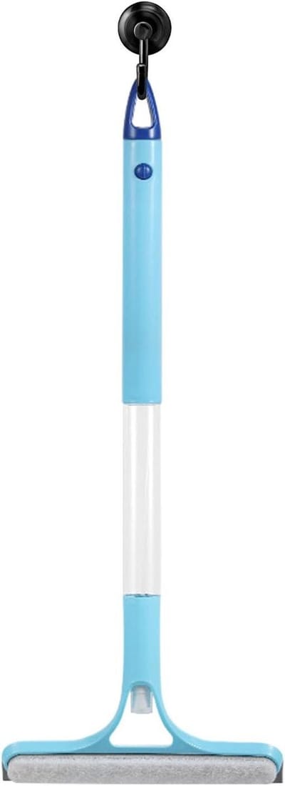 Raamwisser Lange Steel - Glasreiniger Trekker - Streeploos Reinigen - Geïntegreerd Sproeisysteem - 58 x 215 cm - Blauw