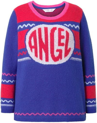 Angel of Style - Dames - Trui straight fit ANGEL in cirkel - Blauw - Maat 42+