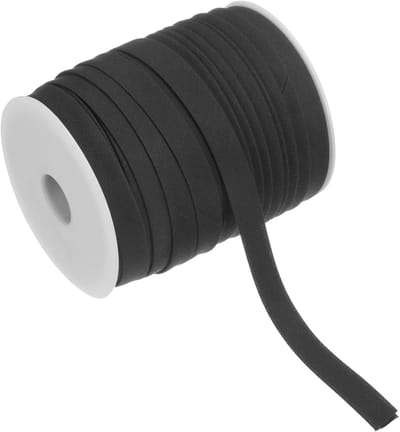 Dubbelgevouwen Bias Binding 1/2 Inch 50m van Katoen voor Naaien, Quilten en DIY Projecten - Zwart
