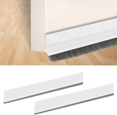 Famanu - 2 stuks Tochtstrip, weerstrip, zelfklevend, op maat gesneden – deurbodemafdichting (5 x 100 cm, wit)