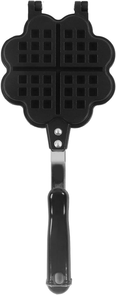 Wafelijzer Hartvorm - Bakplaat Brood - Zelf Wafels Maken - Antiaanbaklaag - 39x18x5 cm - Zwart