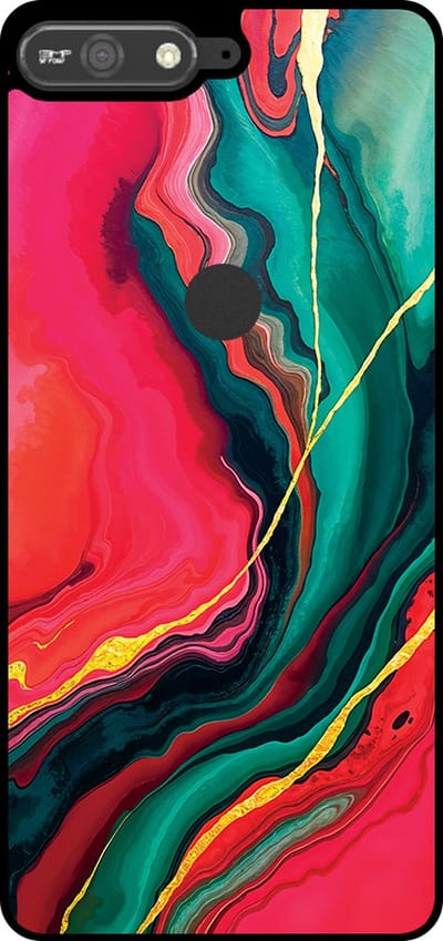 Smartphonica Telefoonhoesje Geschikt voor Huawei Y6 Prime (2018) met Rood Groen Marmer Opdruk - TPU Backcover Case Red Green Marble Design geschikt voor Huawei Y6 (2018)