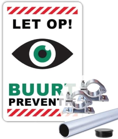 Buurtpreventie Oog 60x40 cm - Bevestiging: Met paal 150 cm + paalbeugels + paaldop