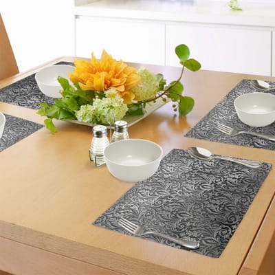 ABAKUHAUS zilveren placemats, Tiscjdeco gemaakt van kleurbestendige stof voor de eetkamer en keuken, zwartgrijs