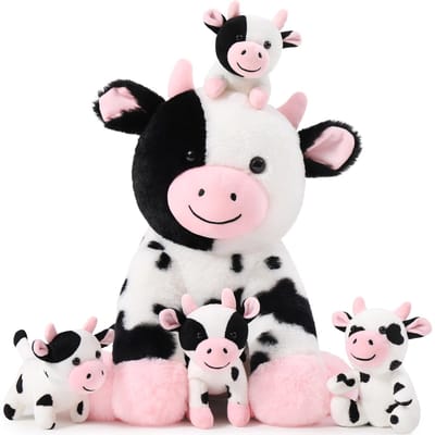 Enorme pluche dier, koe, XXL met 4 kinderen in de buik grote koe pluche dieren, XXL knuffeldier, knuffeldier, cadeau voor jongens