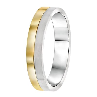 Lucardi Heren Vriendschapsring Parijs - Ring - Vaderdag Cadeautje - Staal - Zilver- en Goudkleurig