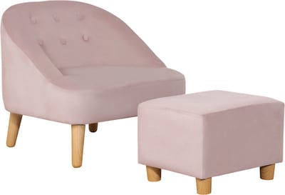 HOMCOM - Kinderstoel - met voetenbank - Sterke bekleding - Roze