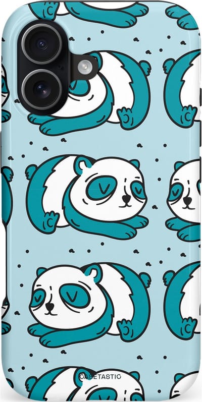 Casetastic hoesje geschikt voor Apple iPhone 17 - MagSafe - Dubbellaagse bescherming - Panda dromen - Fashion Case - Lichtgrijs Petrol Wit