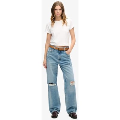 Superdry Jeans met Wijde Pijpen van Biologisch Katoen Lichtblauw Grootte: 26/32