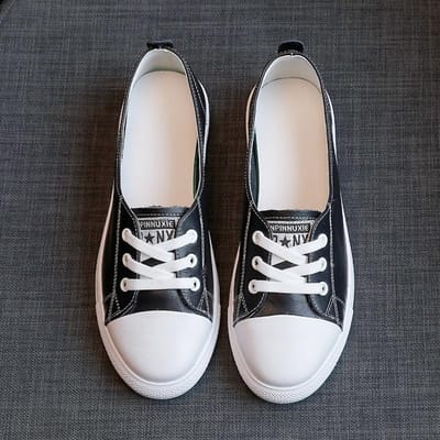 Eerste Laag Koeienhuid Casual en Comfortabel All-match Echt Leer Kleine Witte Schoenen Dames Buitenlandse Stijl Lente Nieuwe Enkele Schoenen Dames 42