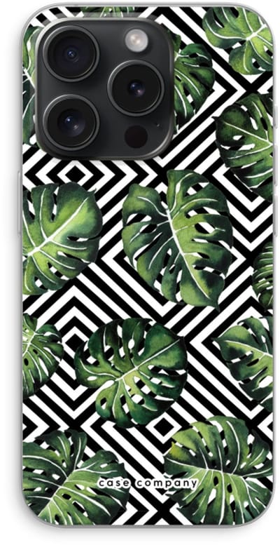 Case Company® - Hoesje geschikt voor iPhone 15 Pro hoesje - Geometrische jungle - Soft Cover Telefoonhoesje - Bescherming aan alle Kanten en Schermrand