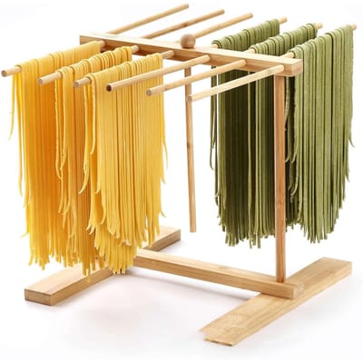 Cosensi- Pasta Droger Vouwbaar - Houten Droogrek - 12 Stangen - Compact Design - Ideaal voor Verse Pasta - Hoogwaardige Bamboe - Pasta Rek