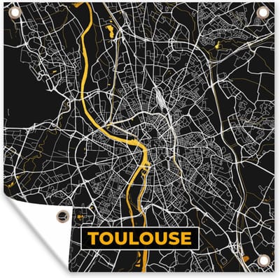 Tuin poster Frankrijk – Plattegrond – Toulouse - Stadskaart - Kaart - 200x200 cm - Tuindoek