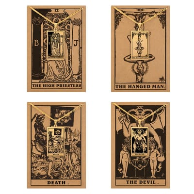 Tarot Ketting 2 | 12 | 13 | 15 bundel - Innerlijke Groei & Transformatie - Goudkleurig Stainless Steel - Inclusief Rider-Waite Kaartjes - 60cm - Pax Amare