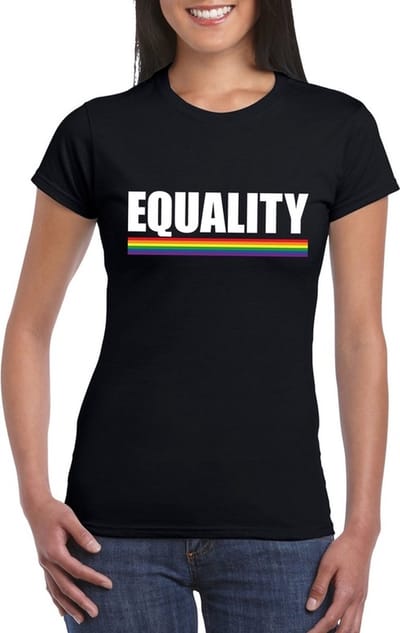 Gay Pride t-shirt zwart Equality dames - LGBT/ Lesbische shirts S