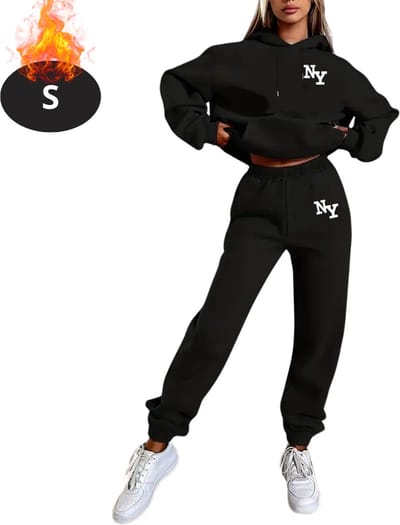 Nivard Joggingpak - Huispak - Volwassenen - Trainingspak - Comfortabel - Joggingsbroek - Tracksuit - Dames - Winter - Zwart - S