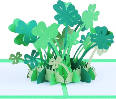 3D verjaardagskaart met klavertje vier - Vouwkaart voor geluk - Gelukkige wensen - Groene wenskaart voor speciale gelegenheden - Originele cadeaukaart