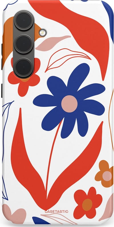 Casetastic hoesje geschikt voor Samsung Galaxy S24 Plus - Dubbellaagse bescherming - Kleuren in bloei - Fashion Case - Wit Rood Perzik Donkerblauw