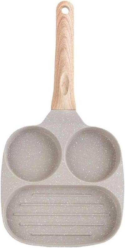 Omelet Koekenpan - Pannenkoekenpan Graniet - Ontbijt Maken - 3-Kops Ontwerp - 30 cm - Zwart