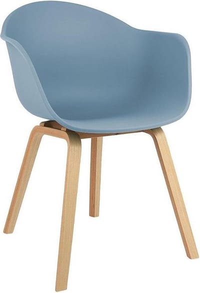 designerstoel Kunststoffen armstoel Claire met houten poten