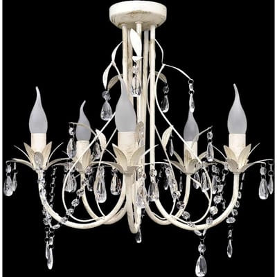 vidaXL - Kristallen - kroonluchter - met - wit - elegant - design - (5 - lampen)