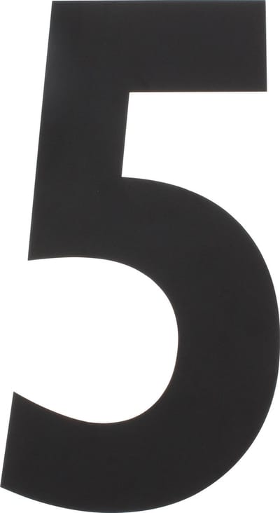 Intersteel Huisnummer 5 XXL hoogte 50 cm rvs/mat zwart