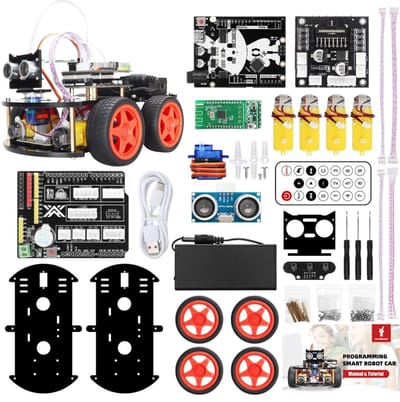 SyncGear 4WD Robot Bouwpakket - Starter Kit geschikt voor Arduino - Elektronica Experimenteerdoos - Elektronica Bouwpakketten - Inclusief Nederlandse Handleiding