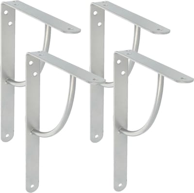 AMIG Plankdrager/planksteun van metaal - 4x - gelakt zilvergrijs - H150 x B125 mm - boekenplank steunen - tot 110 kg