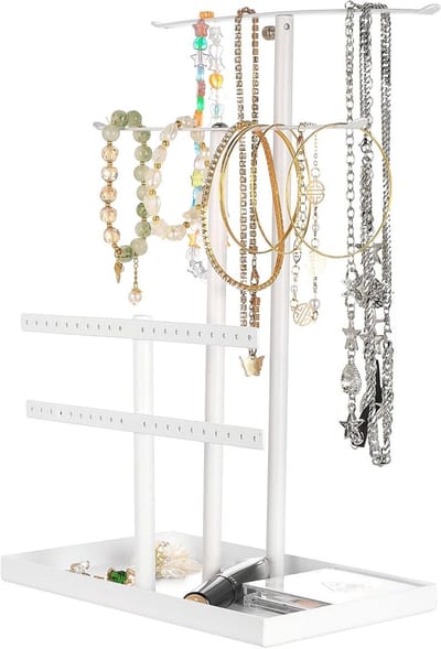 Sieradenstandaard met 4 niveaus, sieradenorganizer voor kettingen, oorbellen en armbanden, decoratief en functioneel design