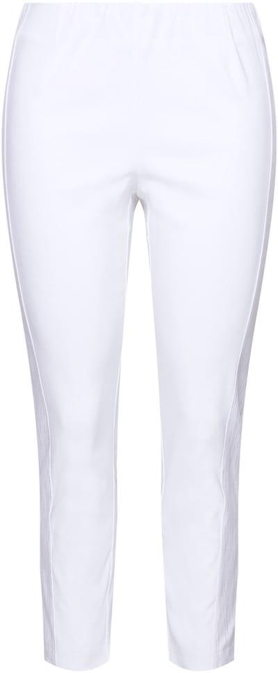 MIAMODA - Dames - Bengaline broek elastische Slim Fit metallic print - Sneeuwwit - Maat 48