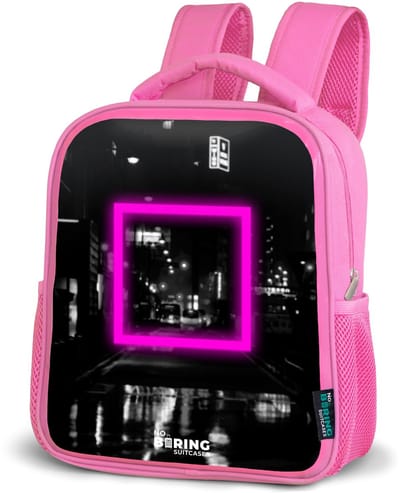 NoBoringSuitcases.com® - Rugzak roze - Schooltas meisjes - Felroze vierkant met verlichte achtergrond - Kinder rugtas meisje - Boekentas kind - Kinderrugzak voor school - Schoolrugzak