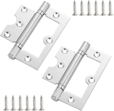 Set van 2 inbouwdeuren scharnieren van 101 mm, roestvrijstalen scharnieren met schroeven, geruisloos en geschikt voor kasten en meubels