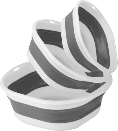 Vouwbare Wasbak Set van 3, Diverse Maten, Ideaal voor Kamperen, Keuken en Thuisgebruik, Ruimtebesparend en Draagbaar