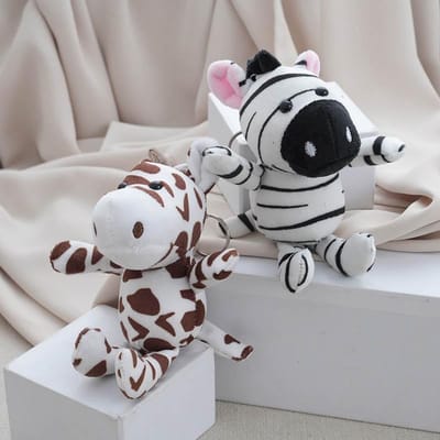 2s/ot 12cm Animaux mignons Zèbre girafe peluches porte-clés pendentif sac d'école porte-clés cadeaux gray