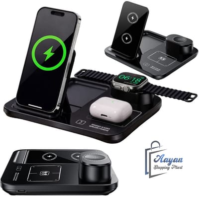 3-in-1 Draadloze Oplader – Fast Wireless Charging Station 15W – Voor Telefoon, Horloge & Oordopjes – draadloze oplader 3 in 1 – wireless charging station – fast wireless charger – usb oplaadstation – 85609
