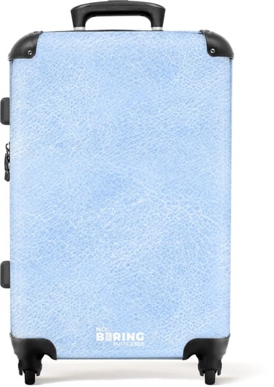 NoBoringSuitcases.com - Grote koffer - Lederen look licht blauw - Kinderkoffer geschikt voor jongen en meisjes - Reiskoffer met 4 wielen - Trolley op wieltjes - Rolkoffer groot kinderen - 72 liter - Ruimbagage valies 20kg