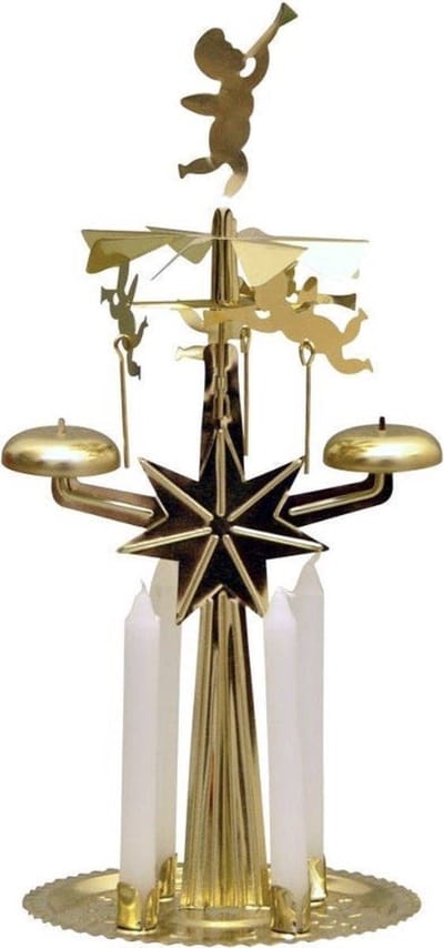 Christmaschime Kerst Goud - Kerstmolentje met kaarsen en rendieren - Christmas Chimes