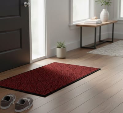 FLOORDIREKT Deurmat Brasilia - Wasbare & Krachtige Vuilvangmat - Rood 90 x 150 cm - Voor Binnen & Buiten - Vuilafstotende Mat met Antislip Achterkant - Verkrijgbaar in 4 Kleuren & 3 Maten