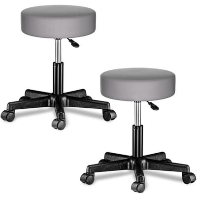 Casaria Verstelbare Draaikruk - 46/60cm Zithoogte – 2 Stuks Grijs