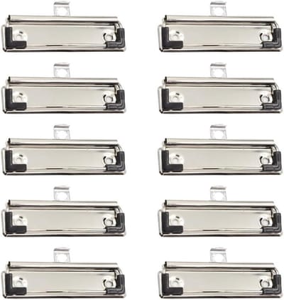 Klembordclip voor bevestiging op hardboard - Set van 10 stuks met rubberen grip - Veerbelaste bulldogclip met handgreep en ophangmogelijkheid