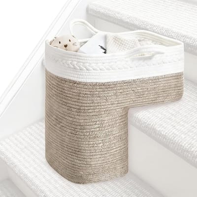 Trapmand Opbergvat - Opbergmand Touw - Trappenhuis Organisatie - Handgemaakt Katoenen Touw - 25W x 15H cm - Natuurlijk