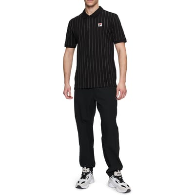 FILA Linter Striped Polo Shirt Black/iron Gate Striped Taglia: S | Polo Outlet | Uomo | Nero
