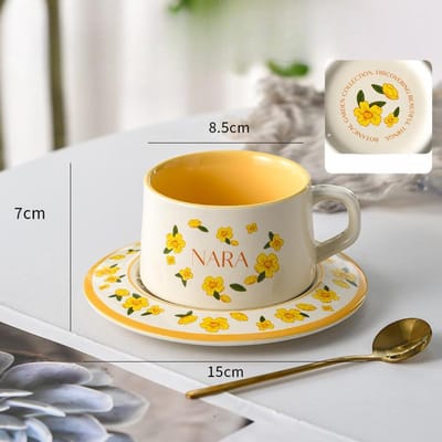 Retro Speciale Franse Koffiekop Schotel Set Commerciële Latte Kop Keramiek Britse Afternoon Tea Kop met Lepel Souvenir 220ml